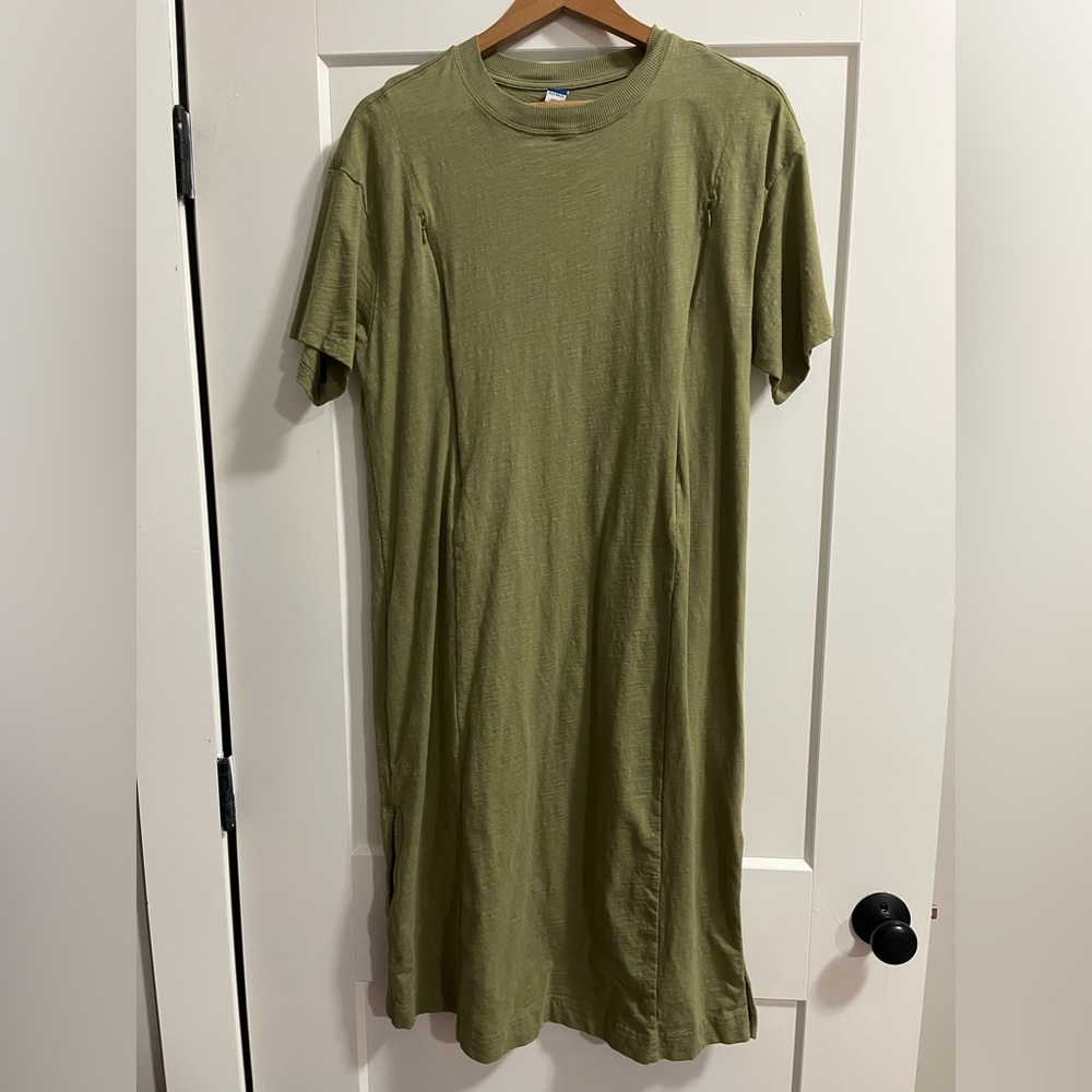 Old Navy Maternity/Nursing Olive Green T-Shirt Dress - Size Large